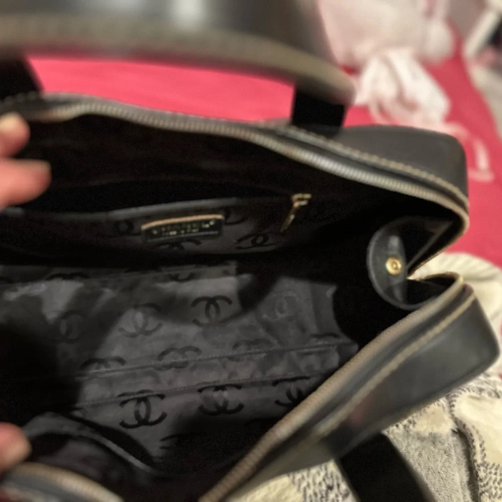 Chanel Vintage Black Quilted  Top Handle Bag